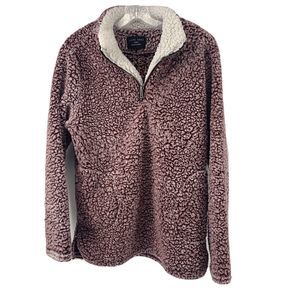 Love Tree Sherpa 1/4 Zip Purple Pullover Sweater L